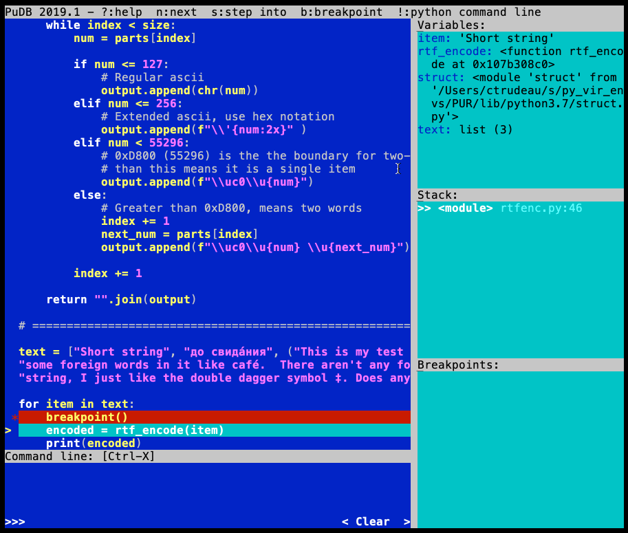 Basic Pudb Usage