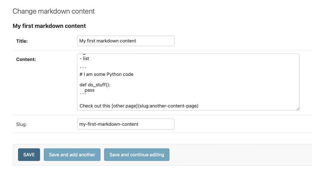 Django Markdown Custom Slug Syntax