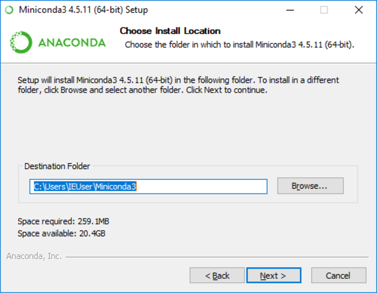 Miniconda Installer Install Location