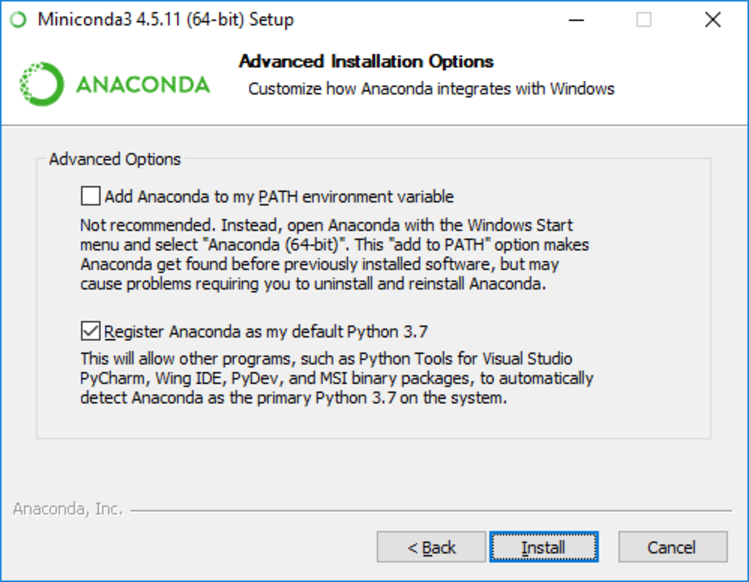 Miniconda Installer Advanced Installation Options