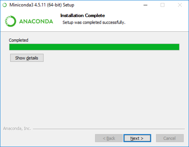 Miniconda Installer Installation Complete